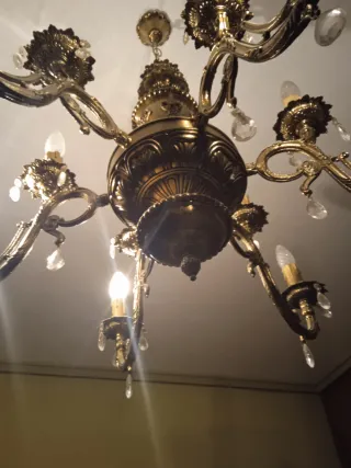 Lámparas de Techo Bronce y Cristal