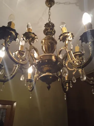 Lámparas de Techo Bronce y Cristal