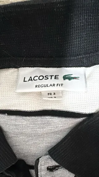 Polo Lacoste Rayas Beige Gris Blanco Talla M