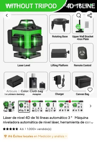 Nivel Láser 4D 16 Líneas sin abrir me costó 32€