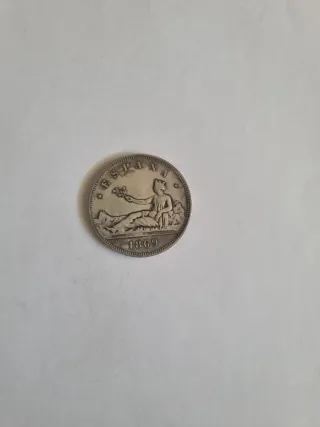 COPIA. Moneda 100 Pesetas 1897 y 5 pesetas 1869.