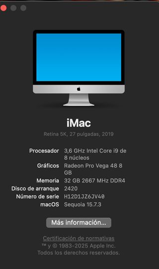 iMac 27" 5K Retina i9  | 32GB ram | Vega 48