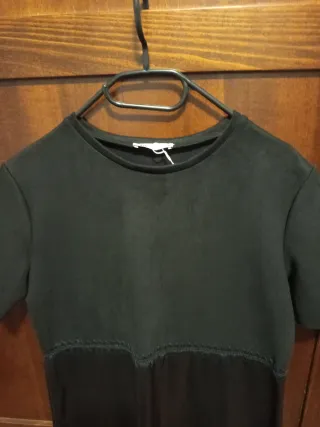 Vestito Zara Alcantara Ecopelle Nero Tg M