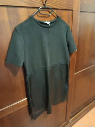Vestito Zara Alcantara Ecopelle Nero Tg M