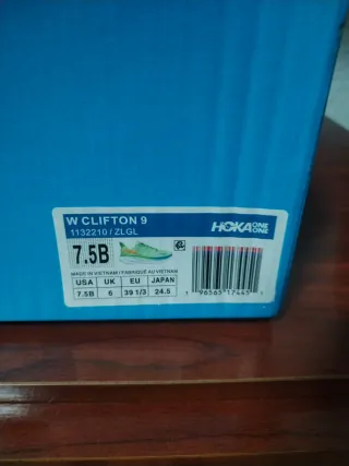 Hoka W Clifton 9 Verdes talla 39 1/3