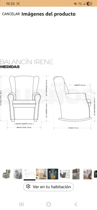 Sillón mecedora orejero Irene, lactancia