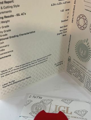 Anillo Oro 18K Diamante Natural 1.02ct F/I2