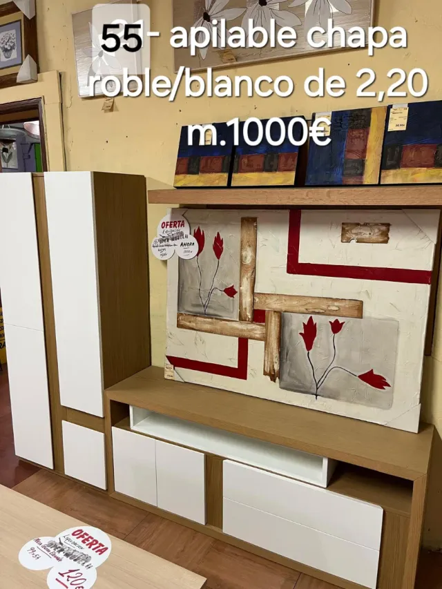 Mueble de comedor roble/blanco 2,20m