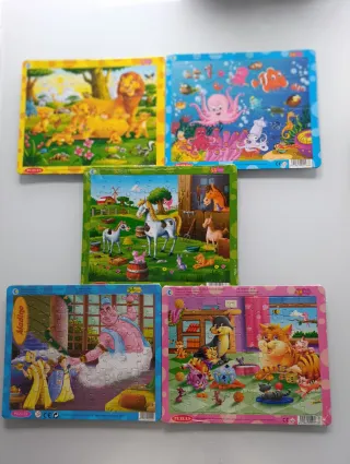 Lote 5 Puzles Infantiles (Animales, Cuentos)