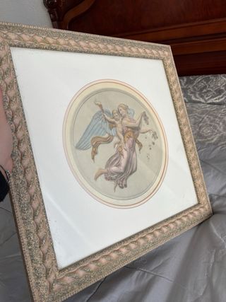 Cuadros de ángeles con marco dorado y rosa