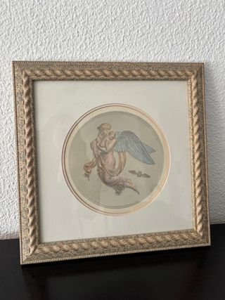 Cuadros de ángeles con marco dorado y rosa