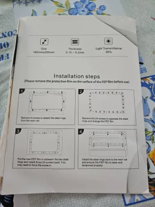 5x Lámina FEP para Impresora 3D DLP