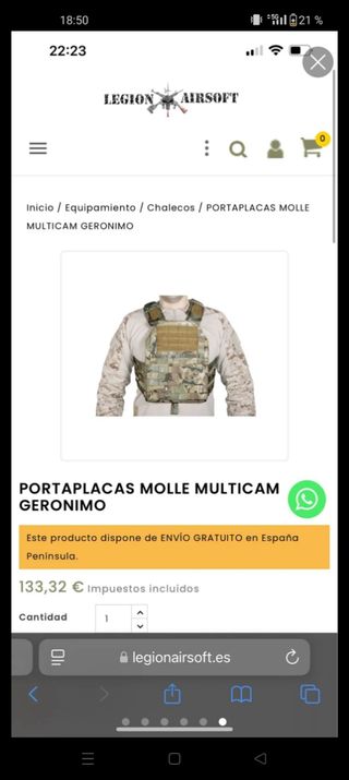 Portaplacas con Placas de Acero y Portacargadores