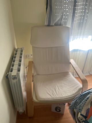Sillón Ikea Madera y Tela Blanco