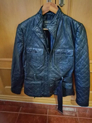 Chaqueta Cuero Cortefiel Negra