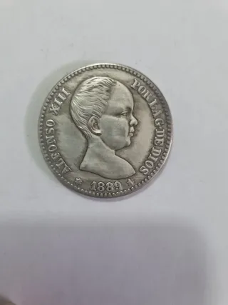 COPIA. Moneda 5 Pesetas 1889 España Plata