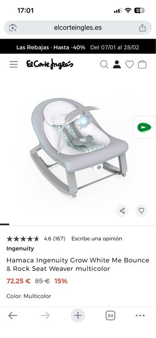 Hamaca Ingenuity Grow White Me Bounce