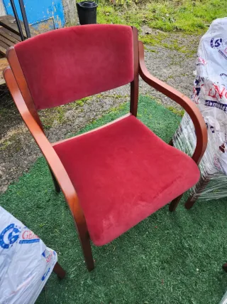 Conjunto 6 Sillas Despacho Madera y Tela