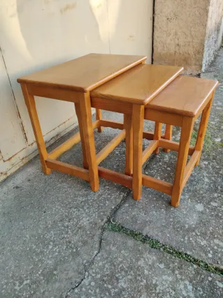 Conjunto 3 mesas auxiliares madera