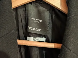 Abrigo Lana Negro Mango Basics Talla M