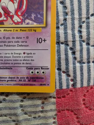 Carta Pokémon Mewtwo 1ª Edición Base set 10/102