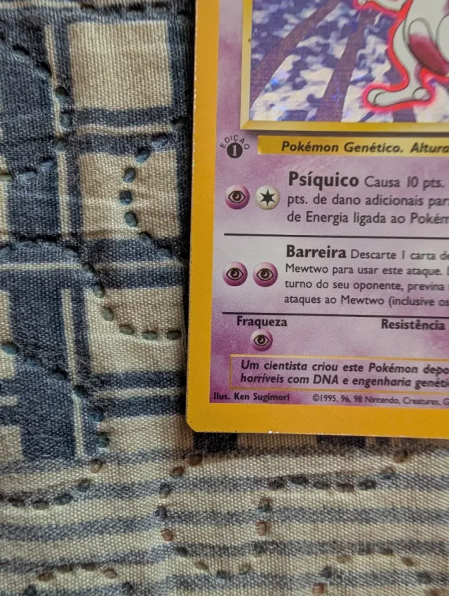 Carta Pokémon Mewtwo 1ª Edición Base set 10/102