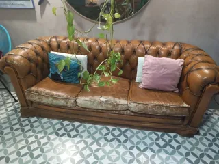 Sofá Chesterfield Vintage Piel Marrón