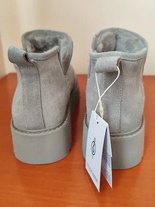 Botines piel forro pelo grises