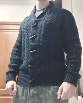 Cardigan uomo blu maglia grossa XL