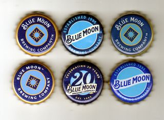 X6 CHAPAS BLUE MOON CERVEZA ESTADOS UNIDOS placas