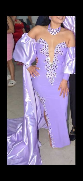 Vestido de fiesta morado talla única