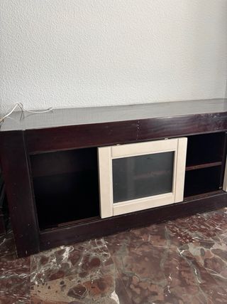 Mueble TV madera y cristal