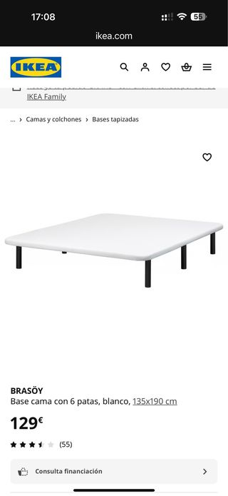 Somier BRASÖY IKEA 135x190 Blanco