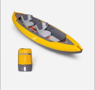 Kayak hinchable amarillo y gris
