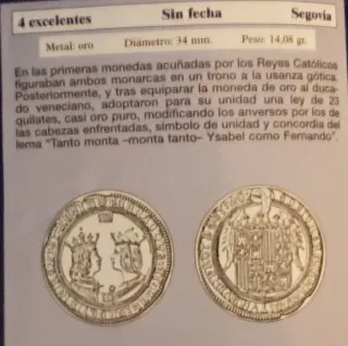 Moneda 4 excelentes Reyes Católicos