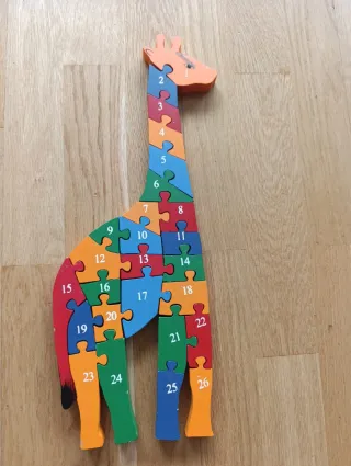 Puzzle Jirafa de Madera con Números y Letras