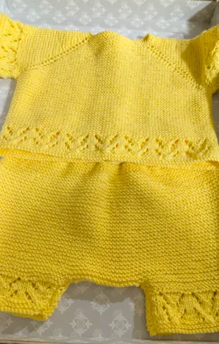 Conjunto bebé algodón amarillo hecho a mano
