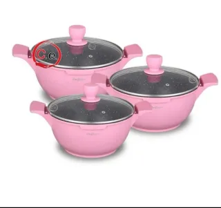 4Set da 3pz di  Pentole Rosa