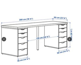Scrivania 200x60 con 2 Cassetti