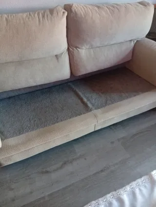 Sofá de tela beige 3 plazas