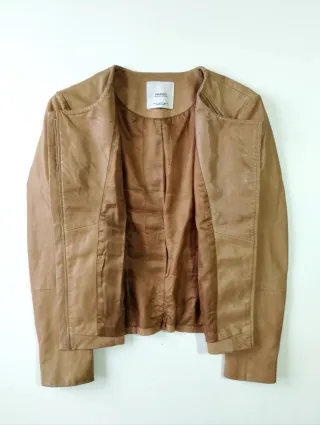 Chaqueta Biker Piel Mango Marrón