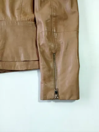 Chaqueta Biker Piel Mango Marrón