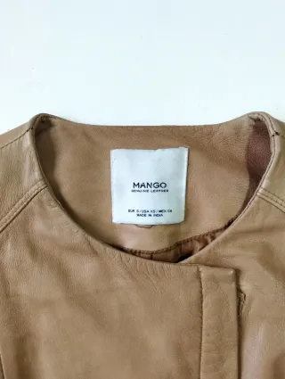 Chaqueta Biker Piel Mango Marrón