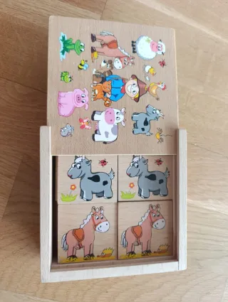 Juego de memoria de animales de madera