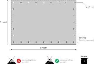Telo impermeabile da Esterno 6x8 mt 260 gr/m² | Te