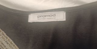 Camiseta negra brillos escote joyas XL Promod