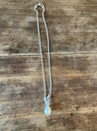 Collana oro bianco perla e diamanti