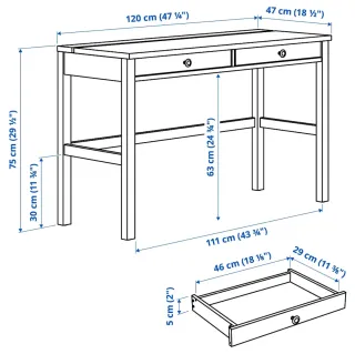 Escritorio blanco de madera modelo Hemnes de Ikea