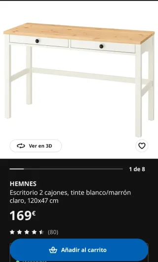 Escritorio blanco de madera modelo Hemnes de Ikea
