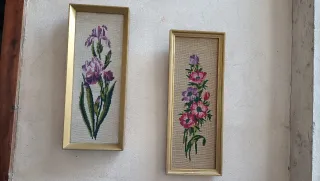 2 Cuadros Bordados Flores